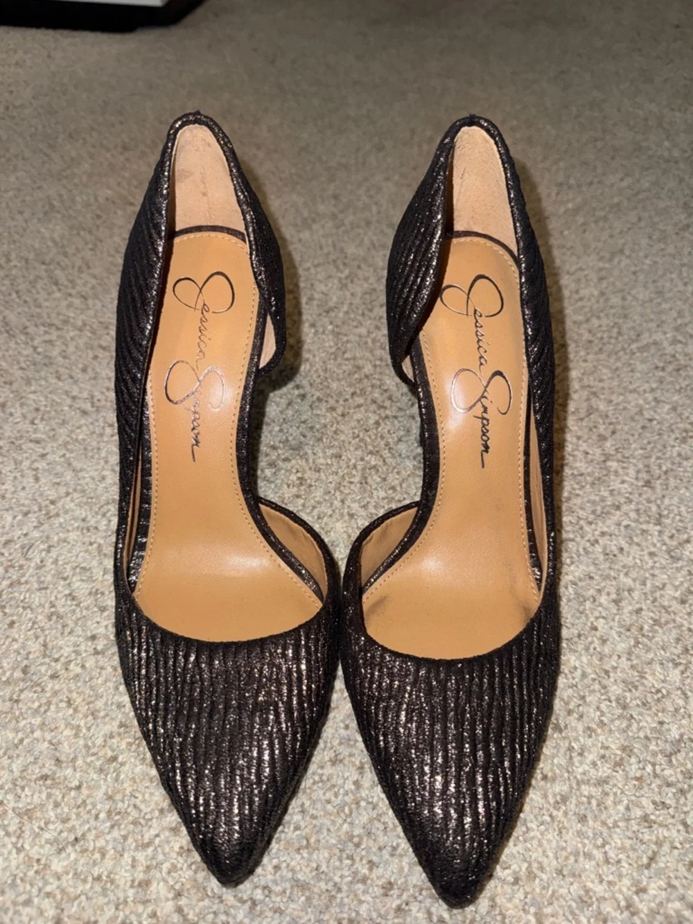 Jessica Simpson Metallic Black Pointed D'Orsay Heels - Picture 1 of 4